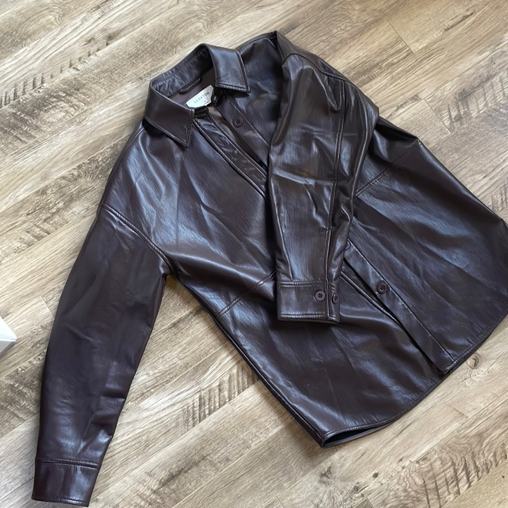 Babaton S faux leather shacket - deep purple
